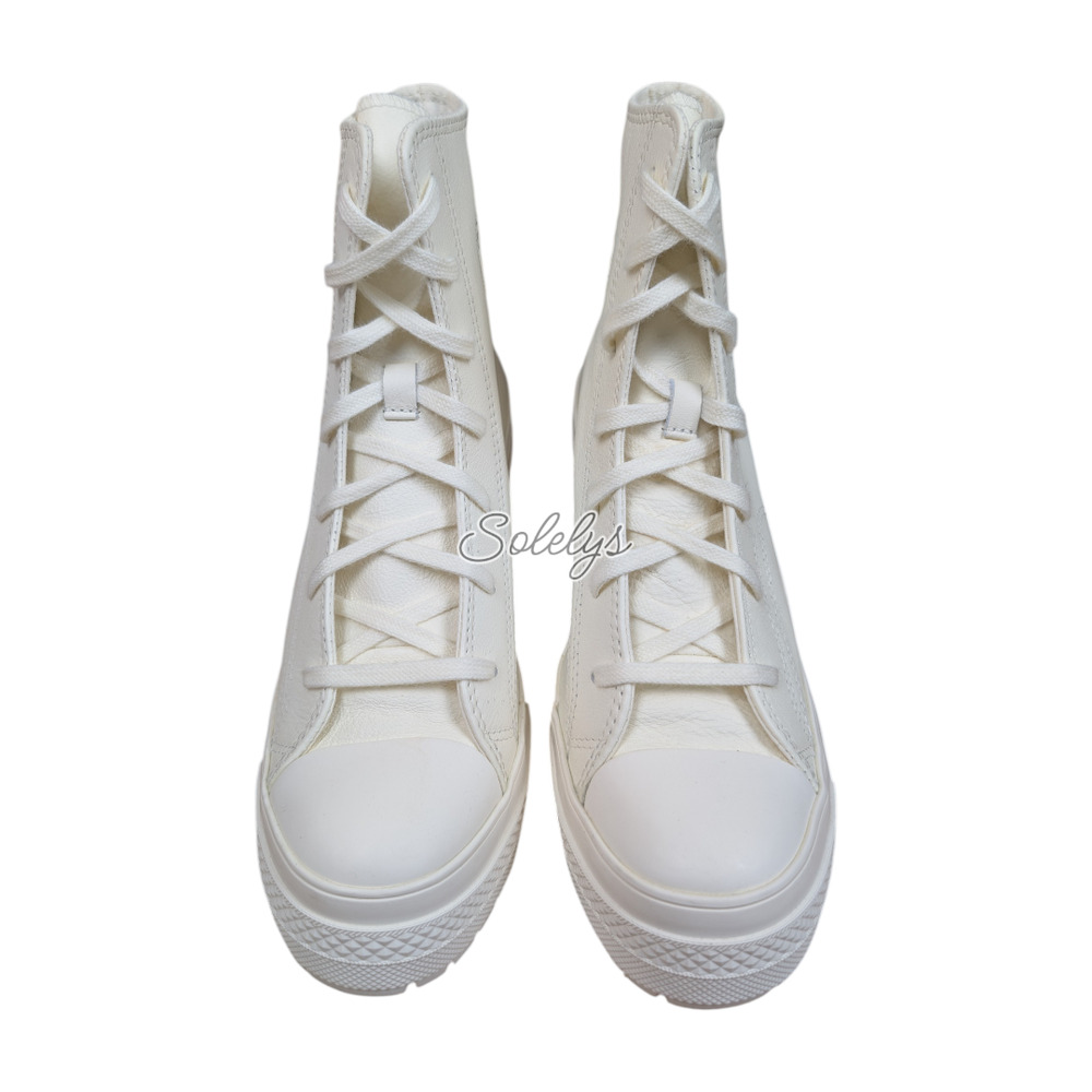 Converse Chuck 70 De Luxe Heel Leather White Egret Silver Sneaker Boot Womens 8 - Picture 2 of 10